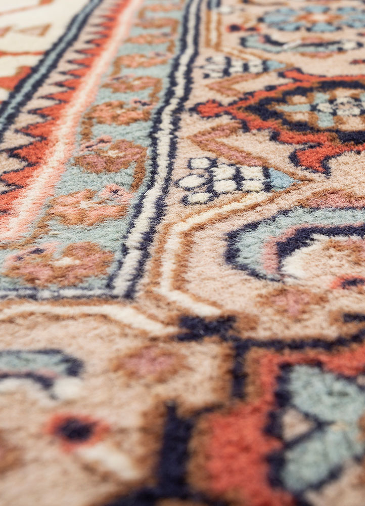 aalam beige and brown wool hand knotted Rug - CloseUp