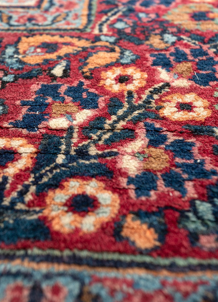 aalam blue wool hand knotted Rug - CloseUp