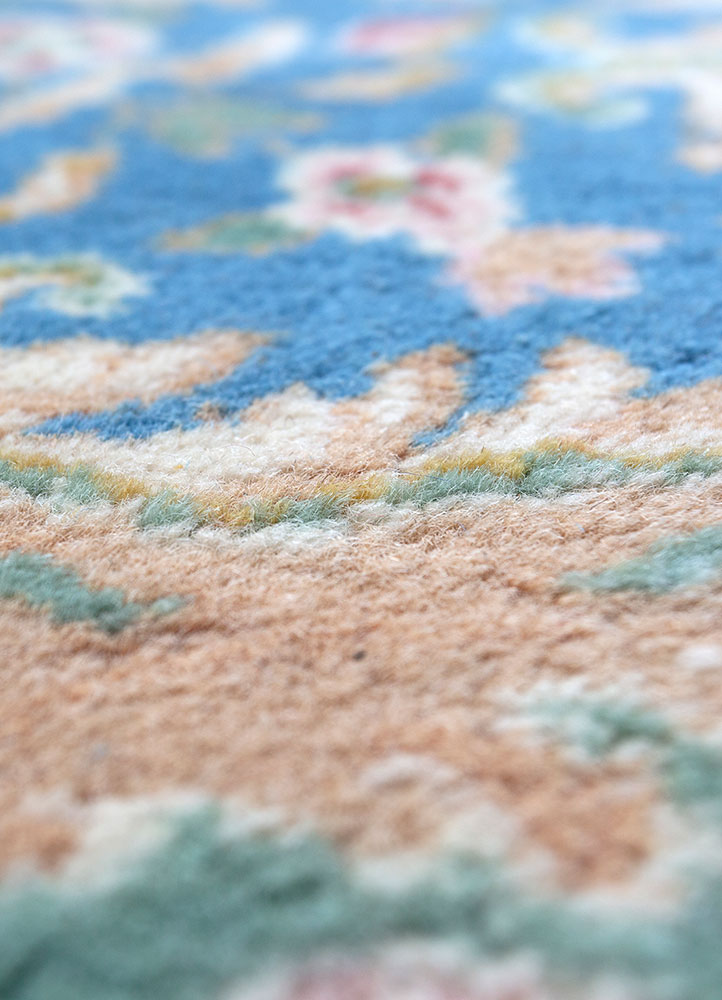 aalam blue wool hand knotted Rug - CloseUp