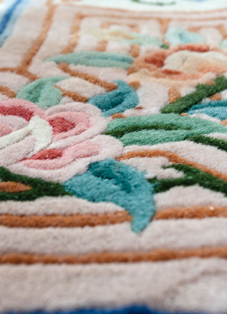 pechino ivory wool hand knotted Rug - CloseUp