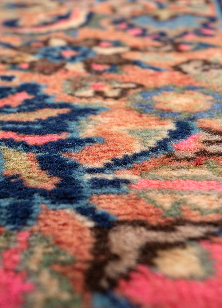 aalam blue wool hand knotted Rug - CloseUp
