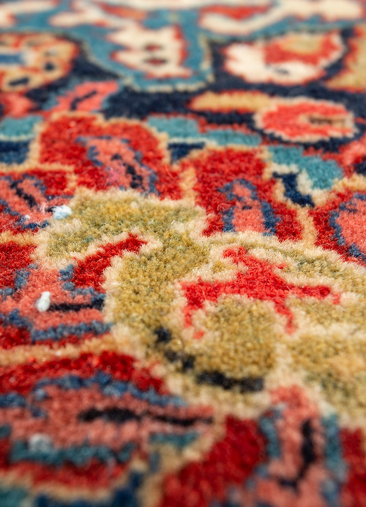 aalam blue wool hand knotted Rug - CloseUp