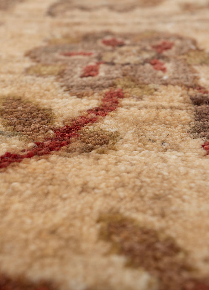 aalam red and orange wool hand knotted Rug - CloseUp