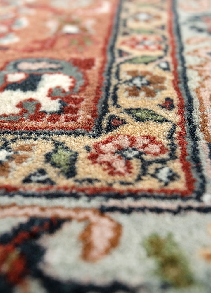 aalam blue wool hand knotted Rug - CloseUp