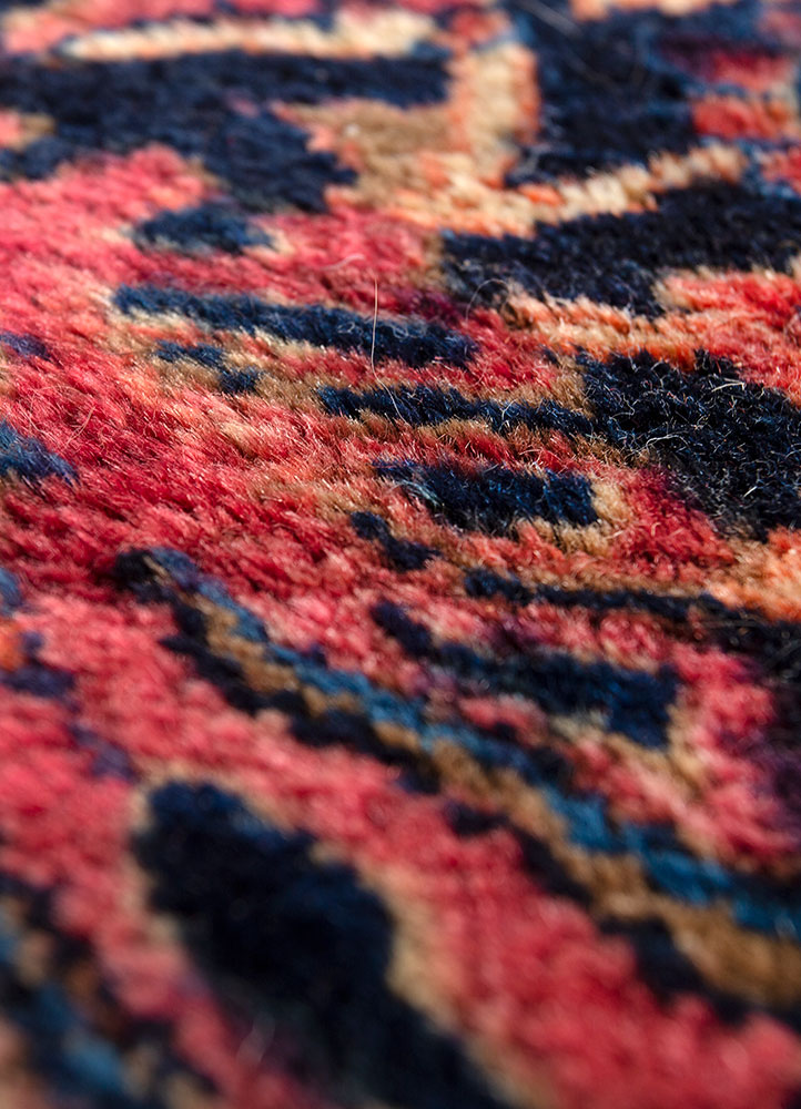 aalam blue wool hand knotted Rug - CloseUp