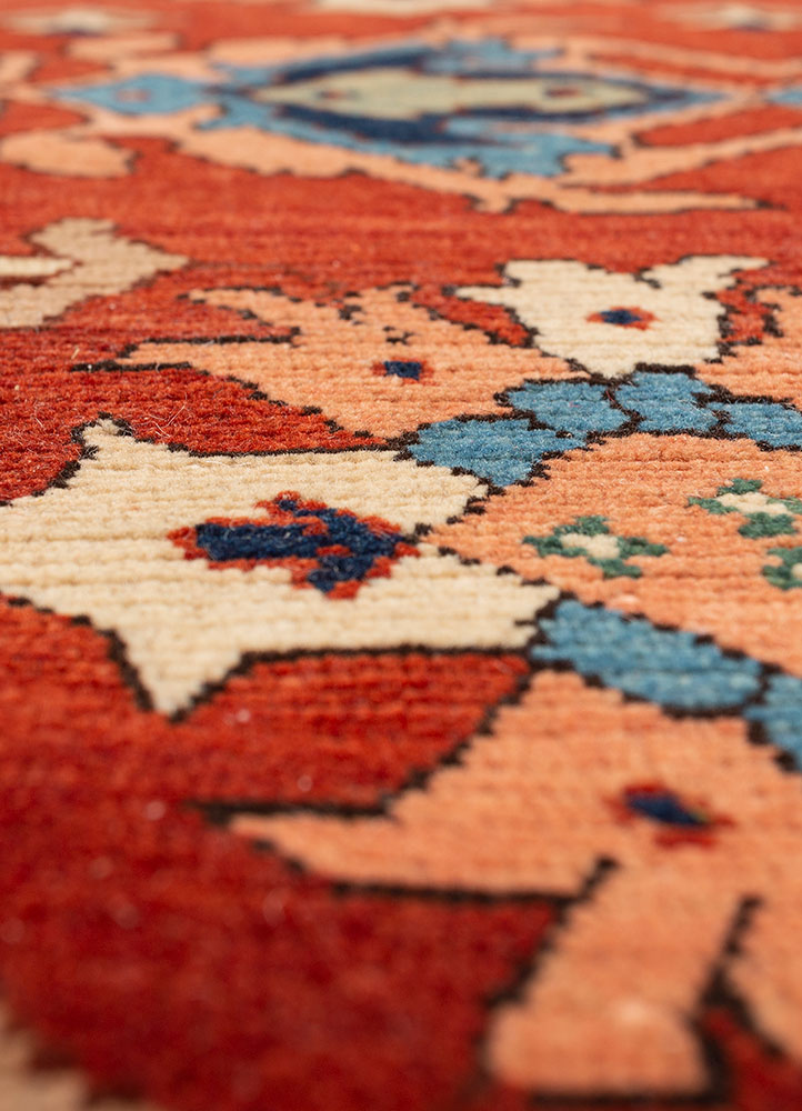 aalam blue wool hand knotted Rug - CloseUp