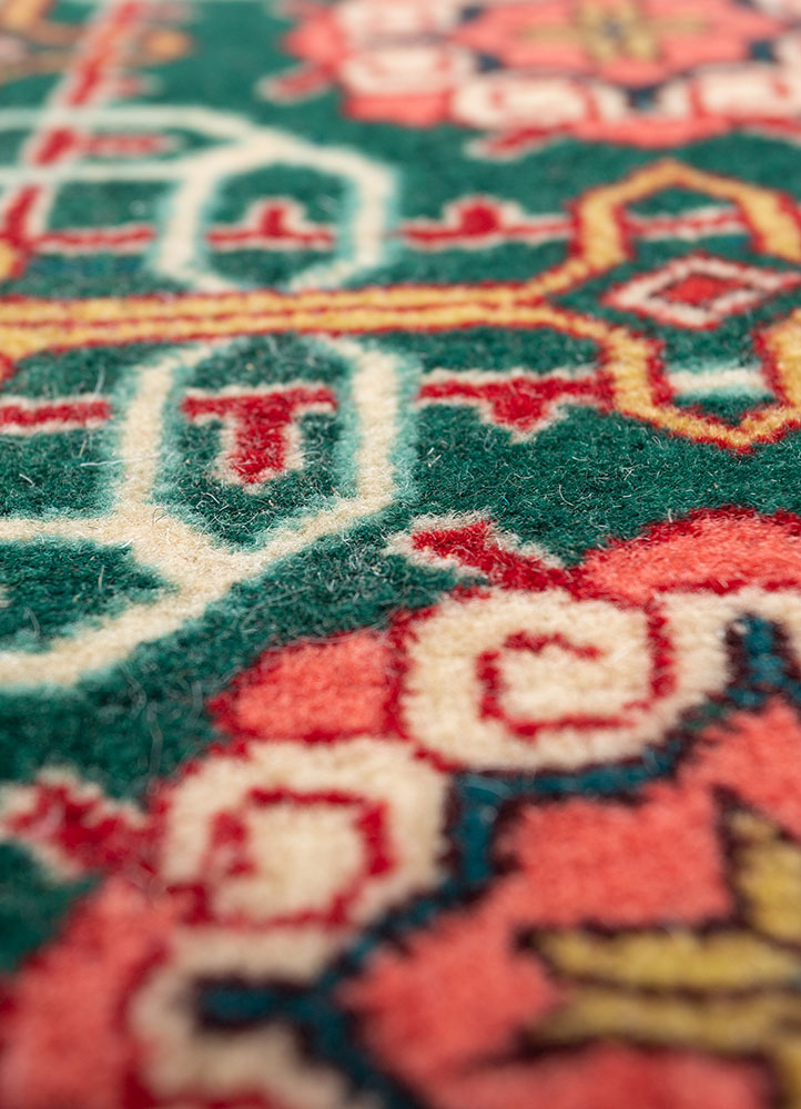 aalam blue wool hand knotted Rug - CloseUp