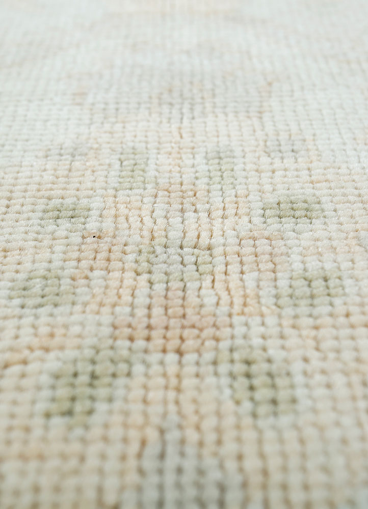 aalam beige and brown wool hand knotted Rug - CloseUp