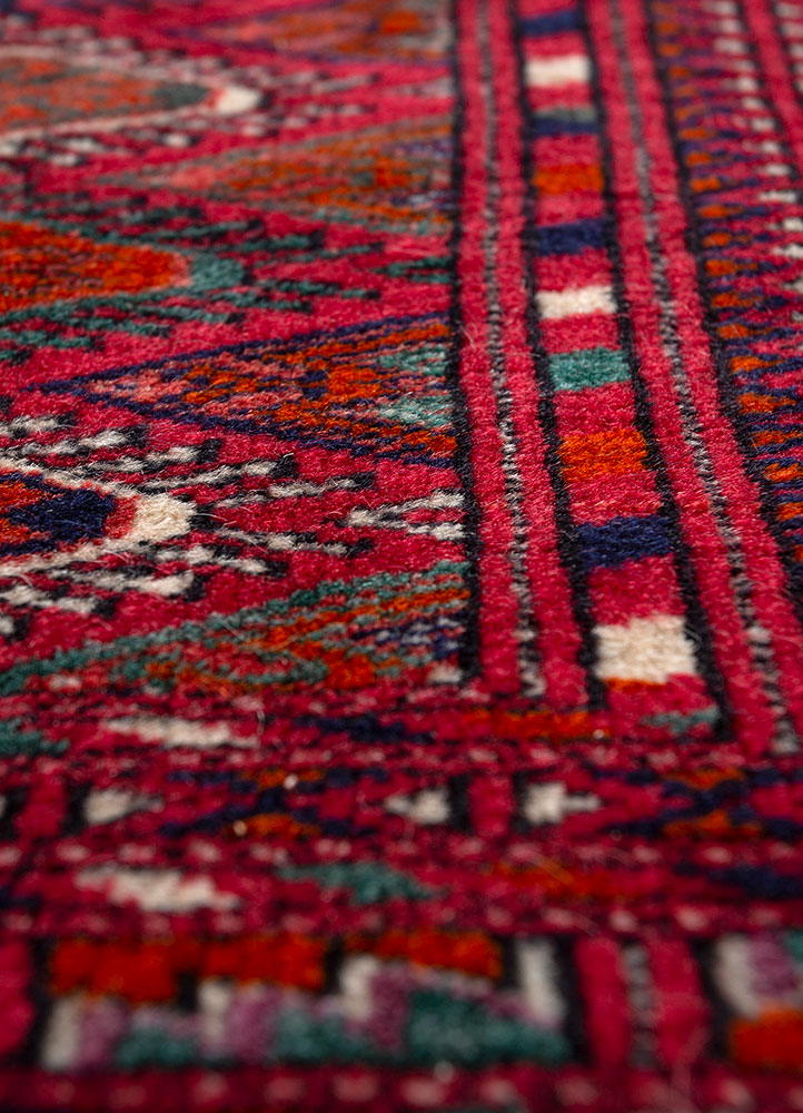 kiaan red and orange wool hand knotted Rug - CloseUp