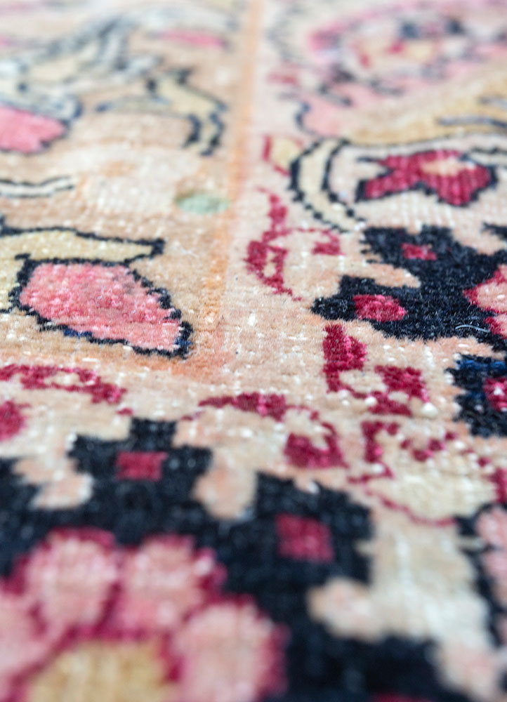 aalam pink and purple wool hand knotted Rug - CloseUp