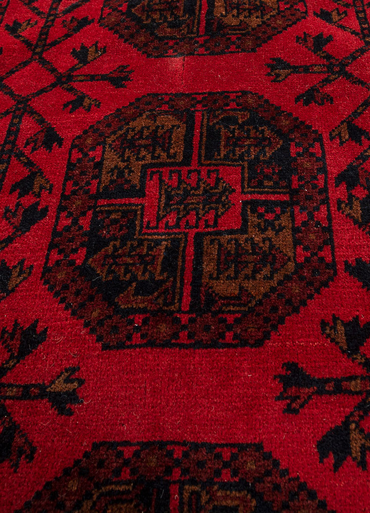 kiaan red and orange wool hand knotted Rug - CloseUp
