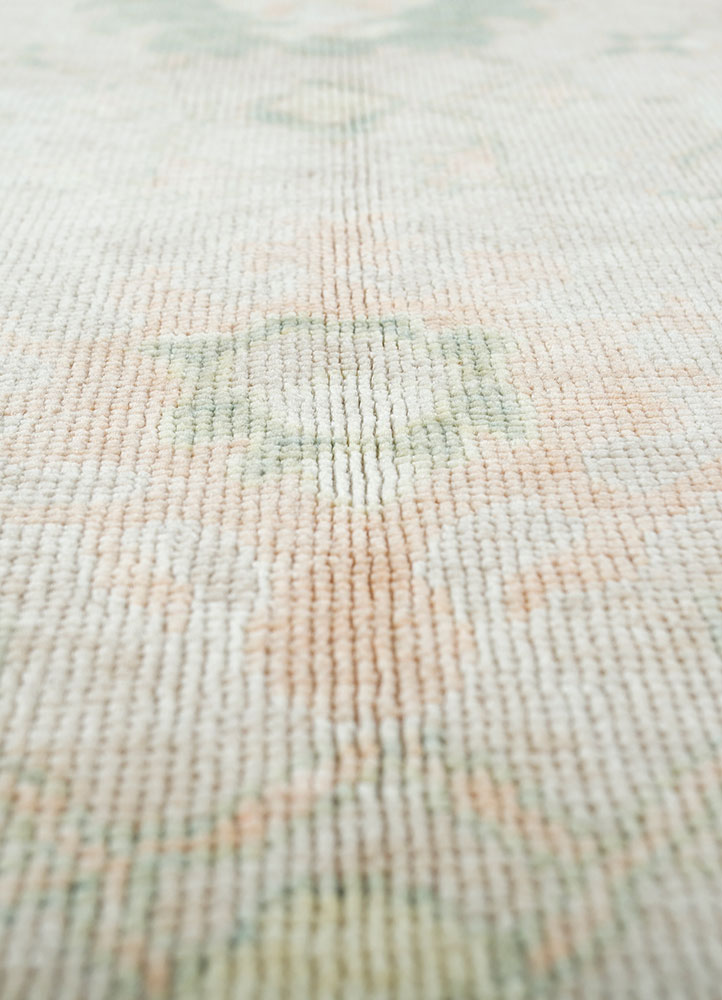 aalam pink and purple wool hand knotted Rug - CloseUp