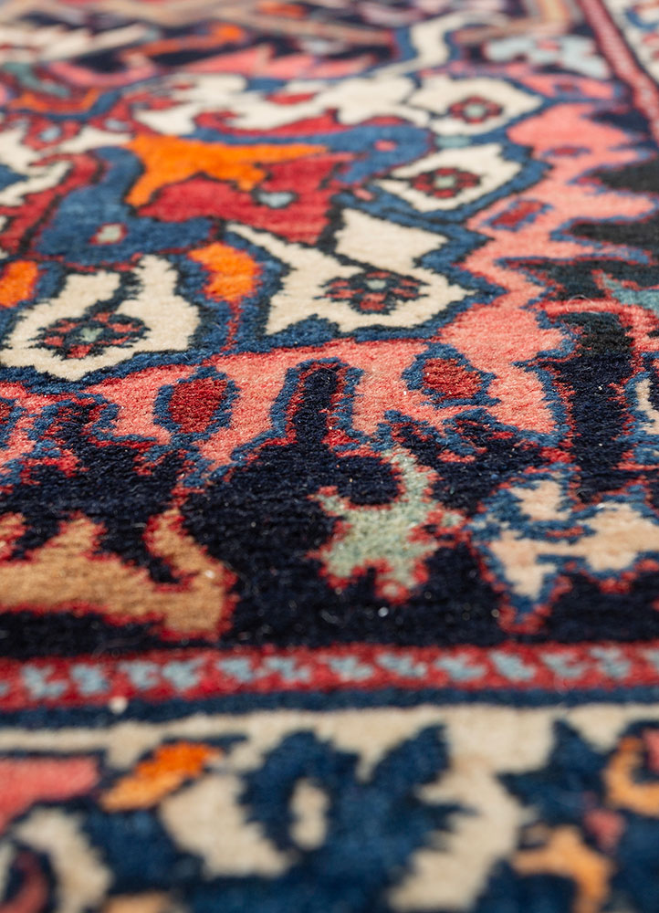 aalam blue wool hand knotted Rug - CloseUp