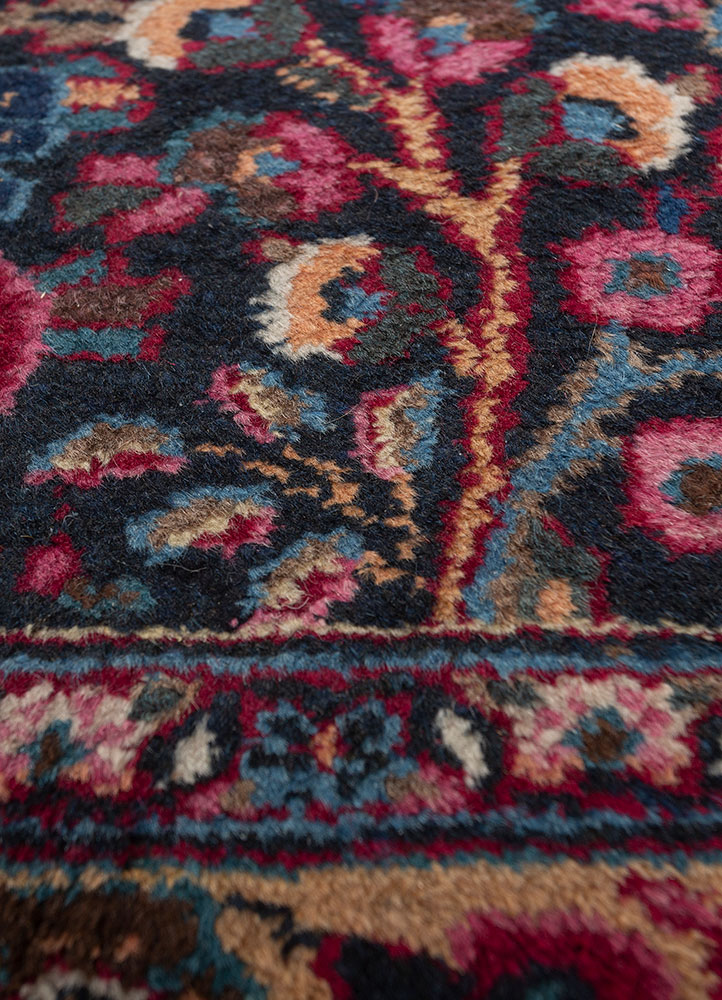 aalam blue wool hand knotted Rug - CloseUp