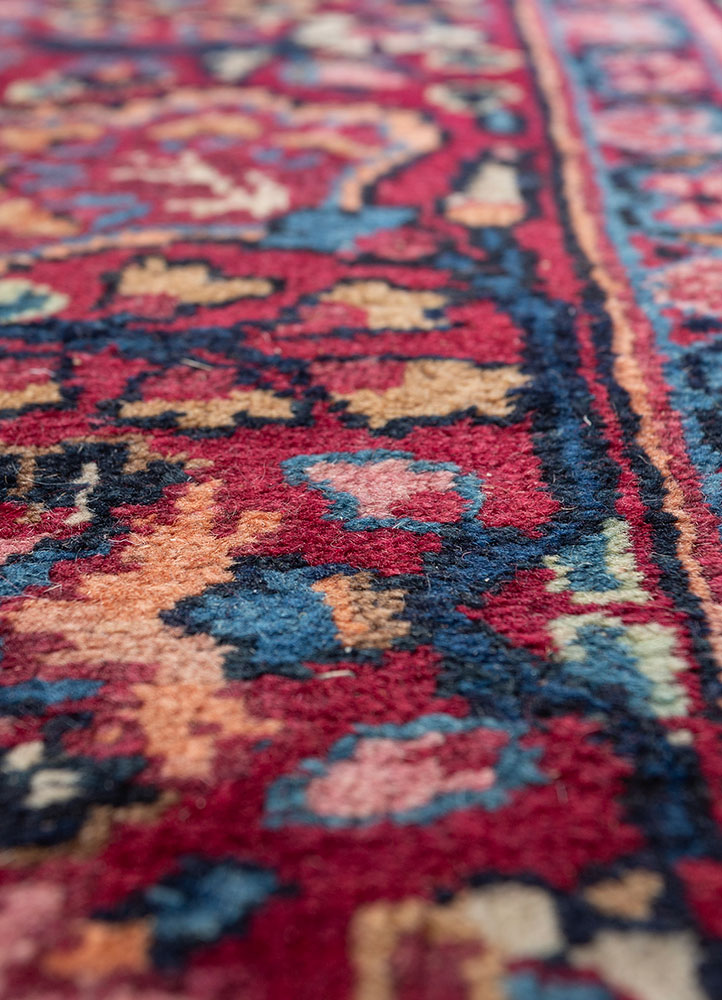aalam blue wool hand knotted Rug - CloseUp