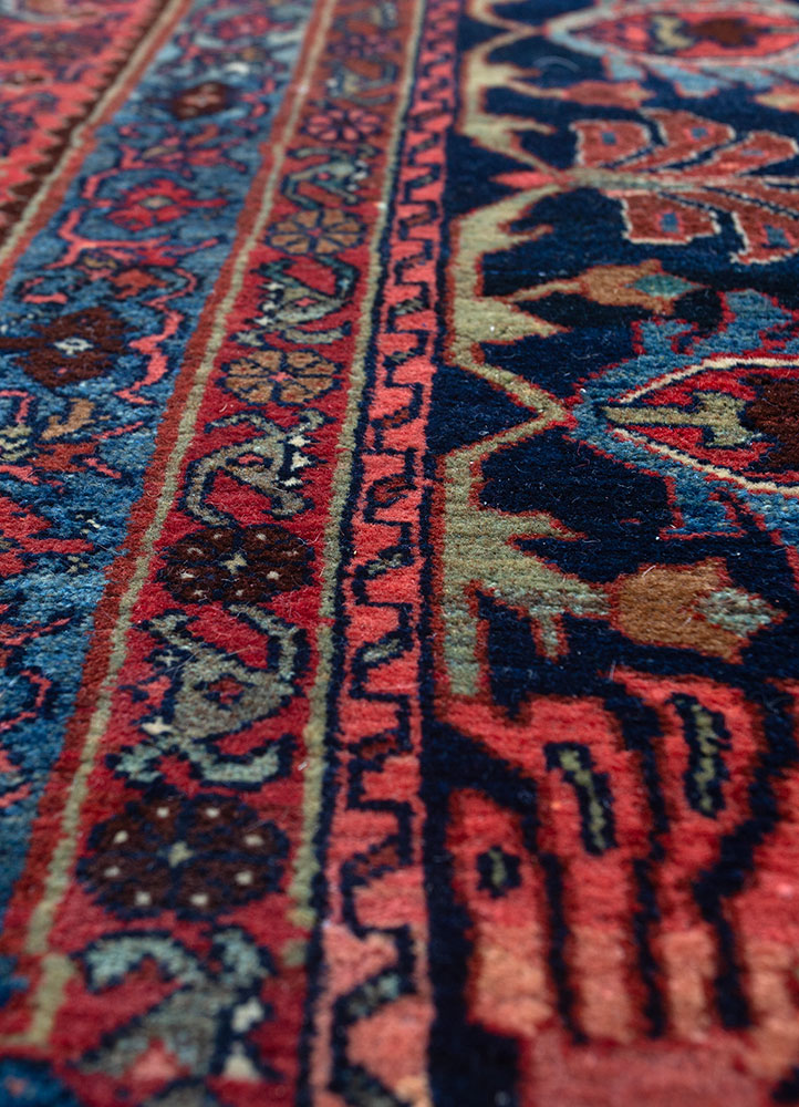 aalam blue wool hand knotted Rug - CloseUp
