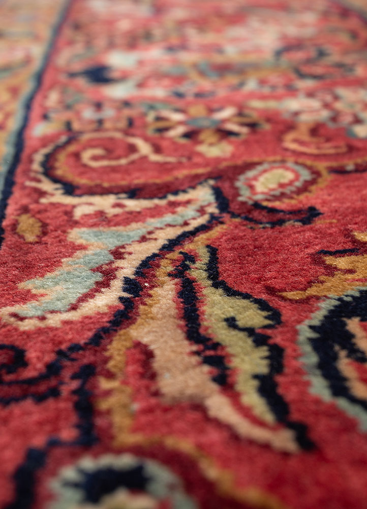 aalam blue wool hand knotted Rug - CloseUp