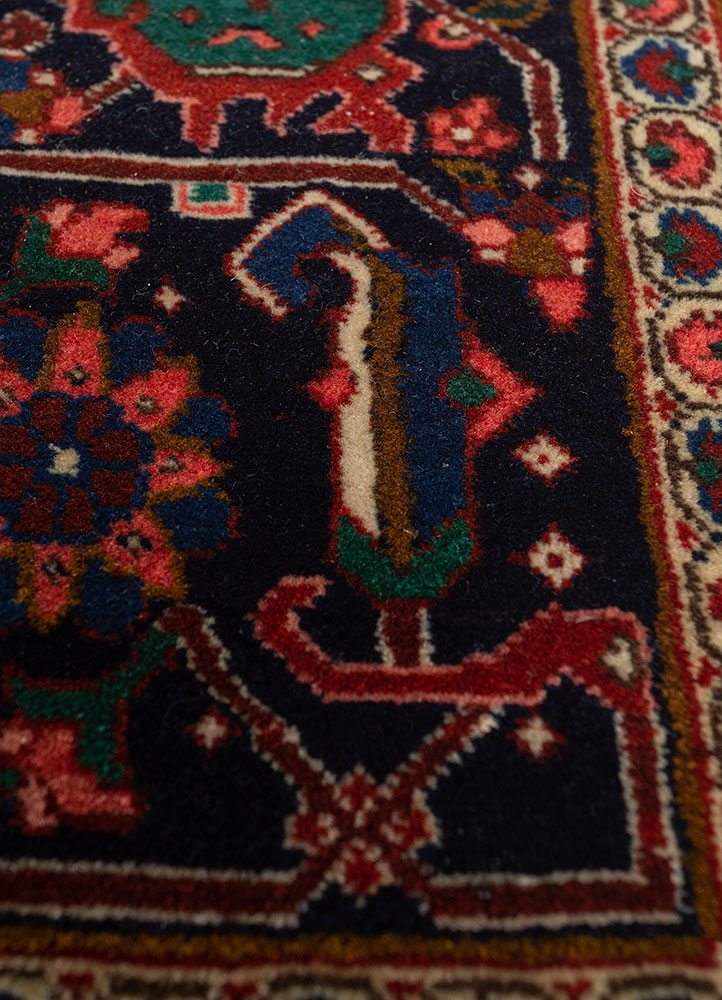 aalam blue wool hand knotted Rug - CloseUp