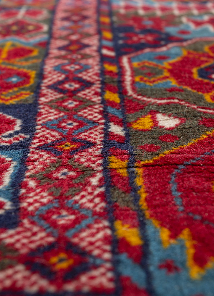 aalam blue wool hand knotted Rug - CloseUp