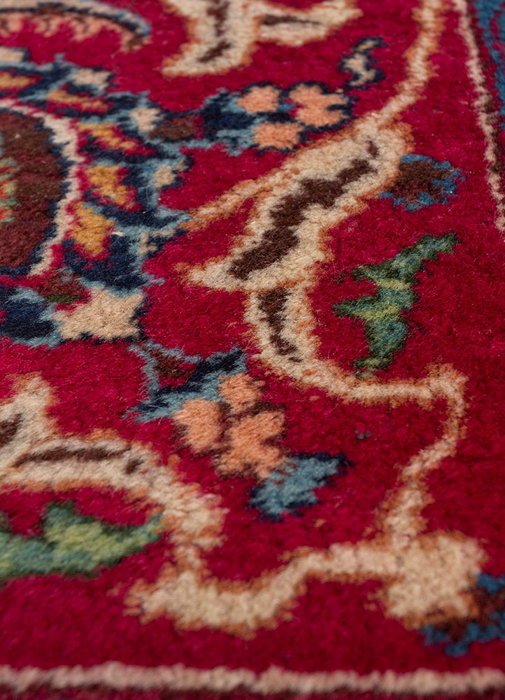 aalam blue wool hand knotted Rug - CloseUp