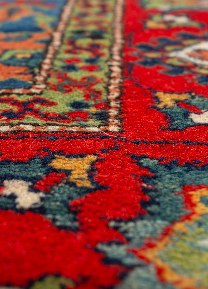 aalam blue wool hand knotted Rug - CloseUp