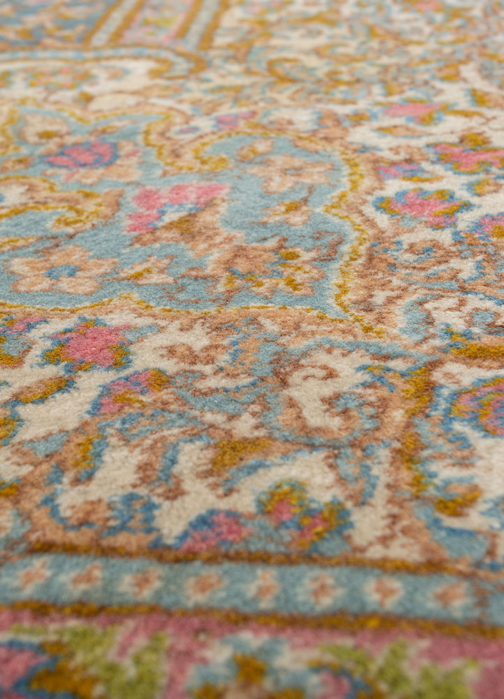 aalam blue wool hand knotted Rug - CloseUp