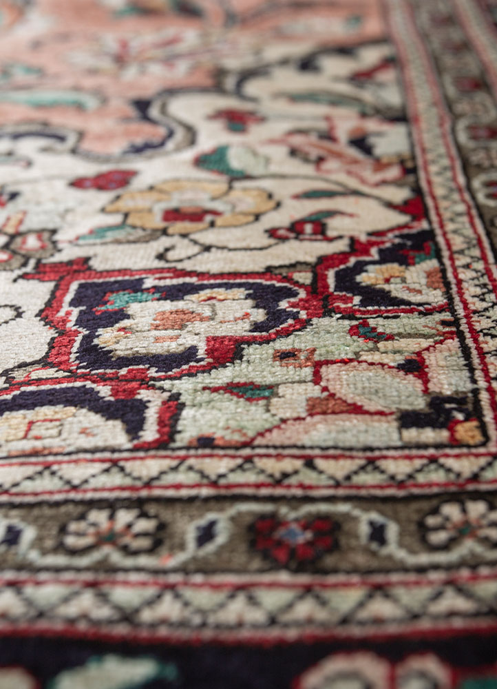 gulmarg blue silk hand knotted Rug - CloseUp