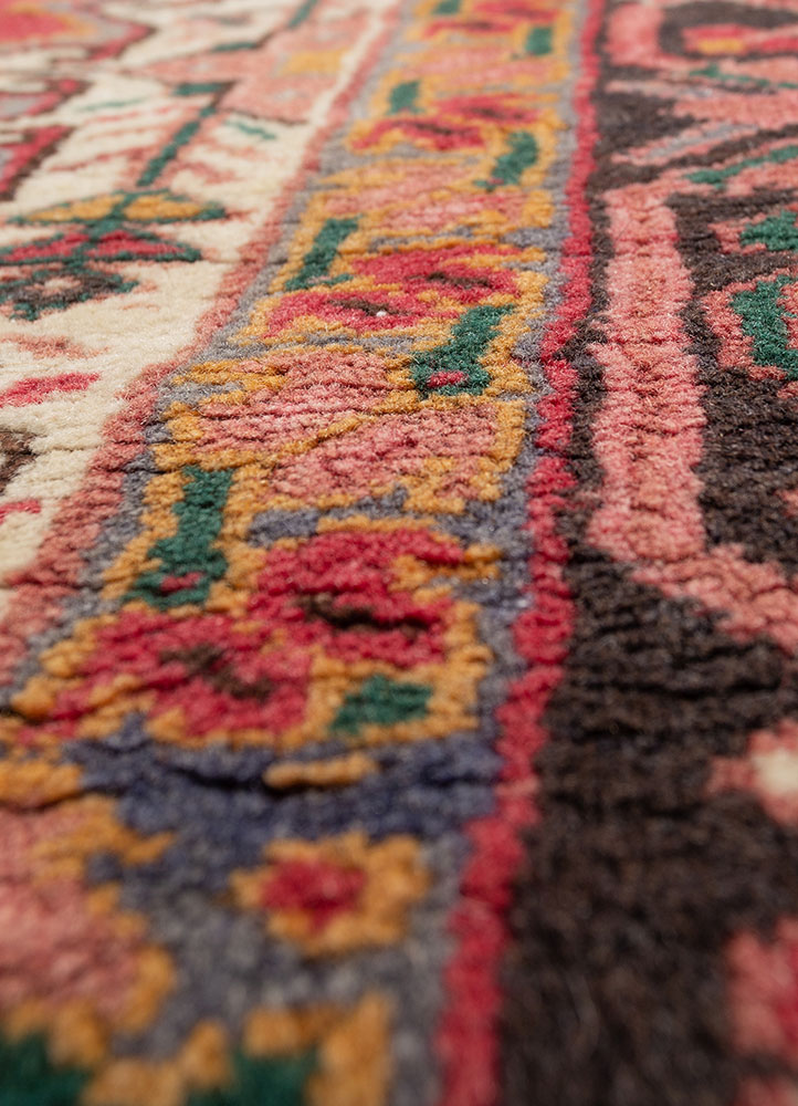 aalam pink and purple wool hand knotted Rug - CloseUp