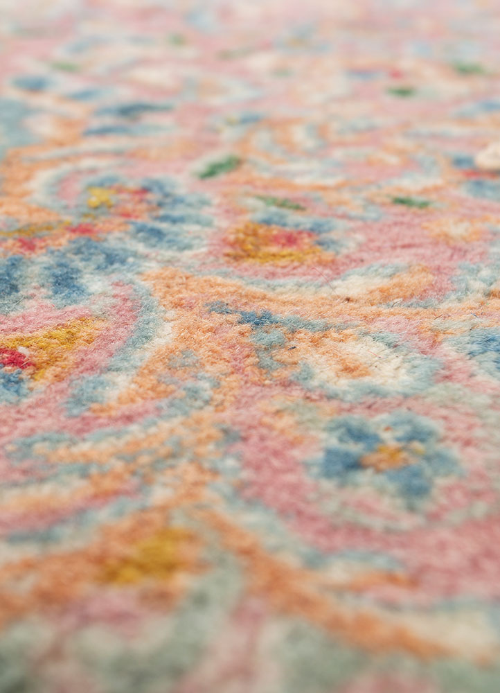 aalam blue wool hand knotted Rug - CloseUp