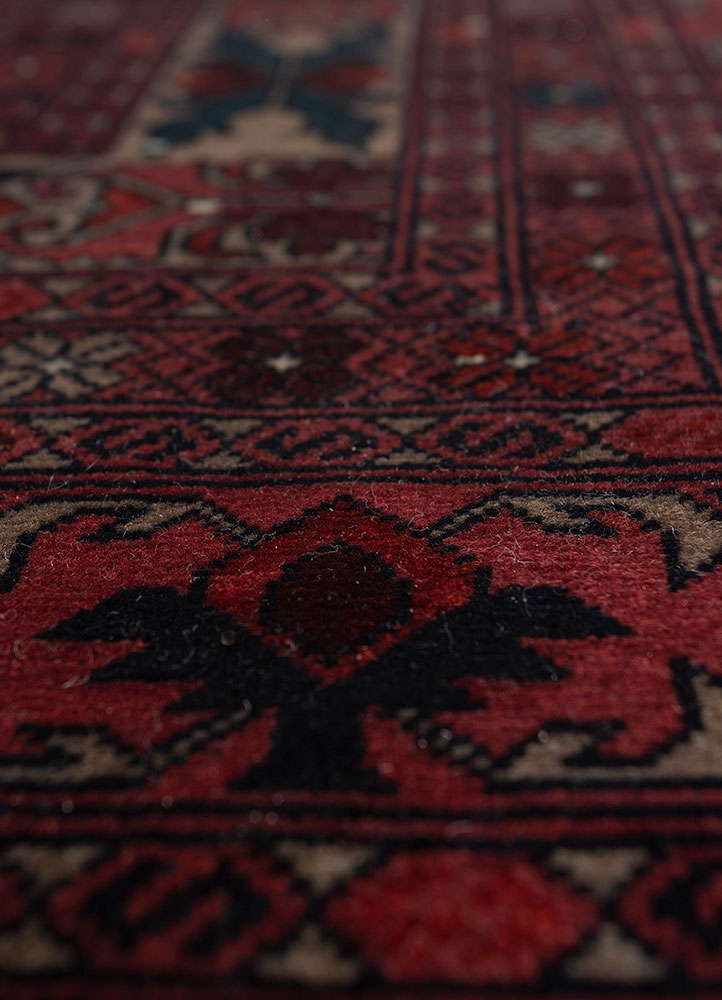 aalam blue wool hand knotted Rug - CloseUp