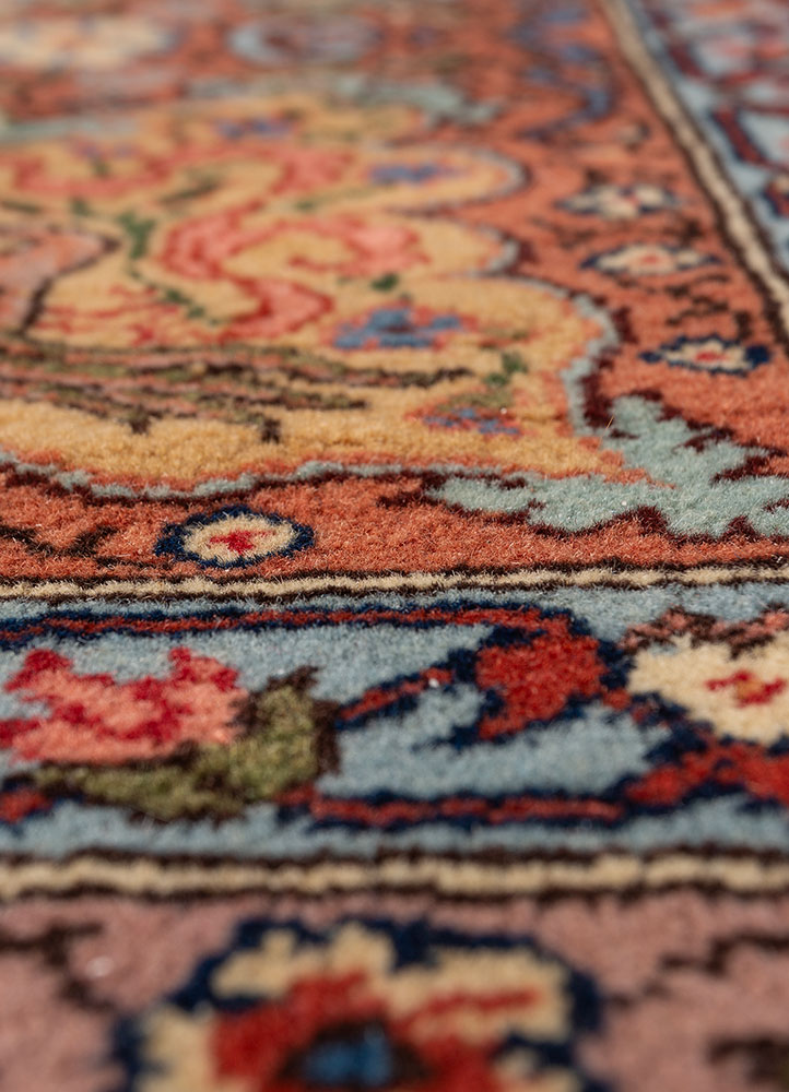 aalam blue wool hand knotted Rug - CloseUp