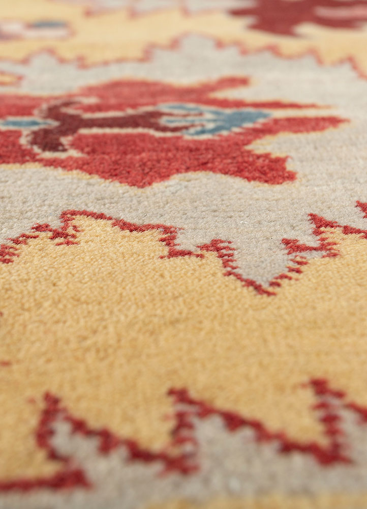 aalam green wool hand knotted Rug - CloseUp