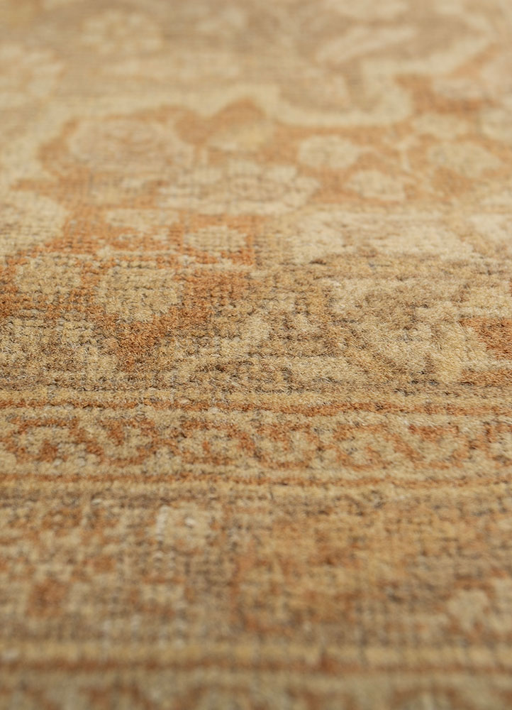 aalam green wool hand knotted Rug - CloseUp