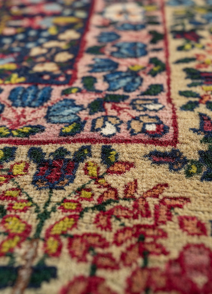 aalam blue wool hand knotted Rug - CloseUp