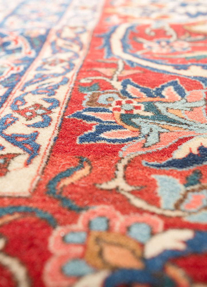 aalam blue wool hand knotted Rug - CloseUp