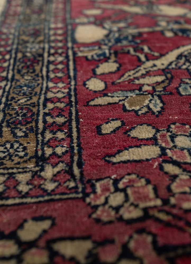 aalam green wool hand knotted Rug - CloseUp