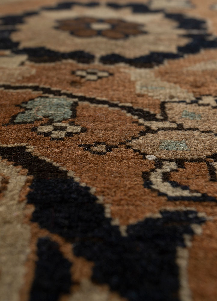 aalam blue wool hand knotted Rug - CloseUp