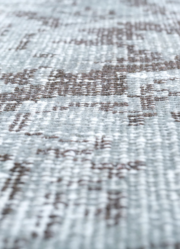 vintage grey and black wool hand knotted Rug - CloseUp