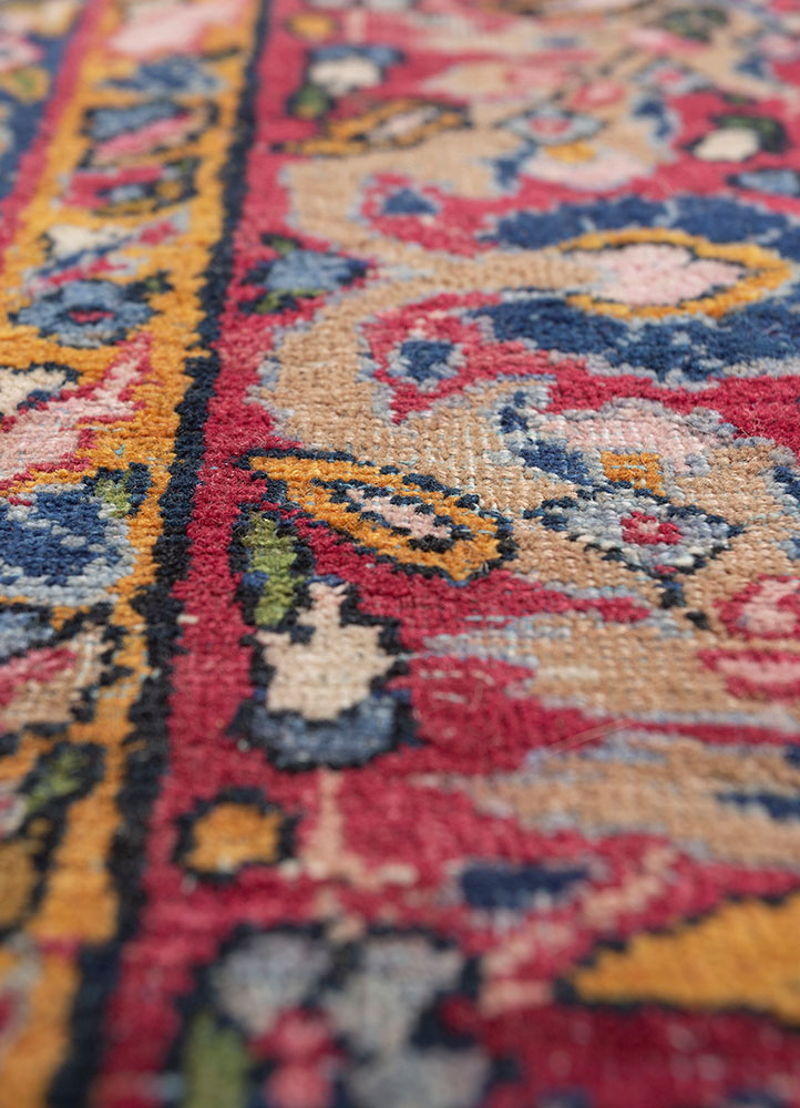 aalam pink and purple wool hand knotted Rug - CloseUp
