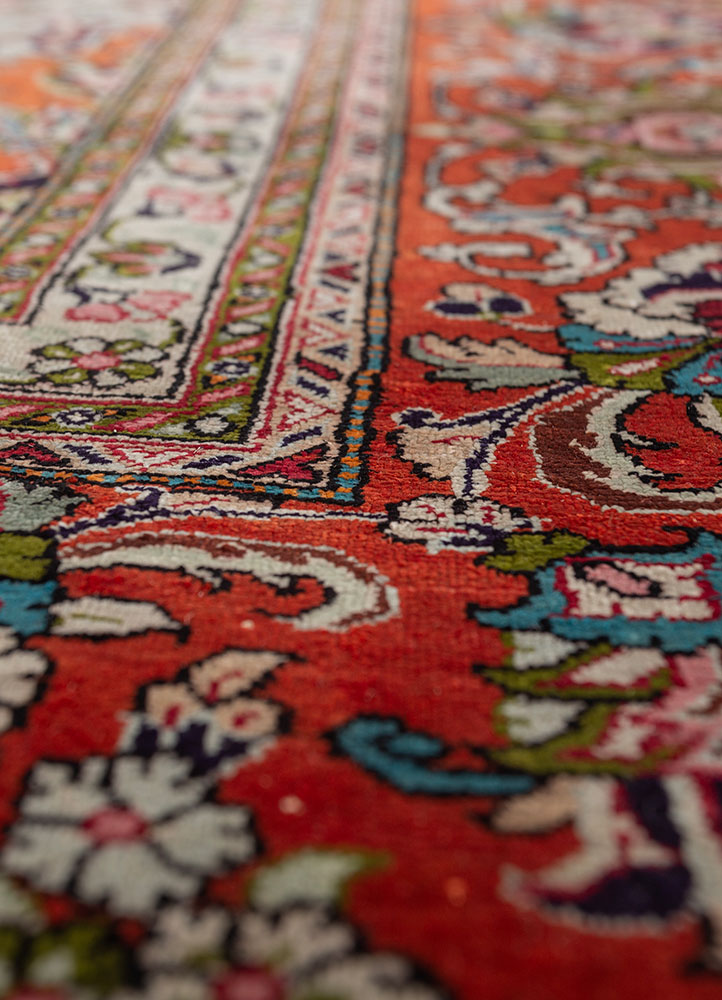 gulmarg blue silk hand knotted Rug - CloseUp