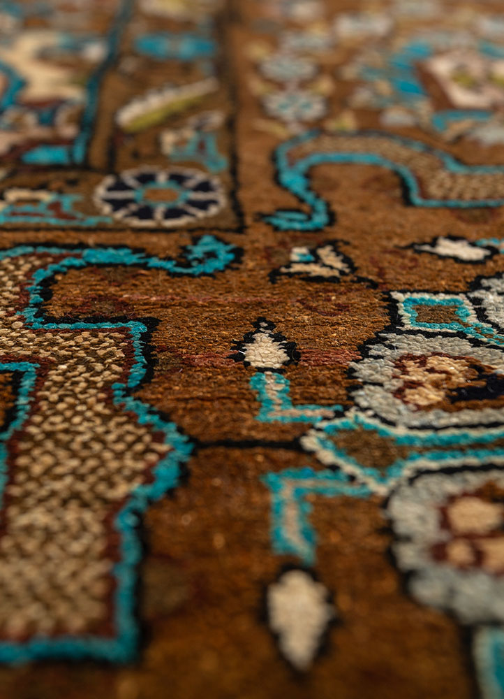 gulmarg blue silk hand knotted Rug - CloseUp