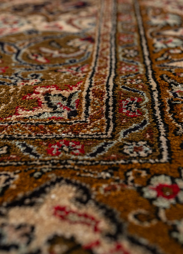 gulmarg blue silk hand knotted Rug - CloseUp