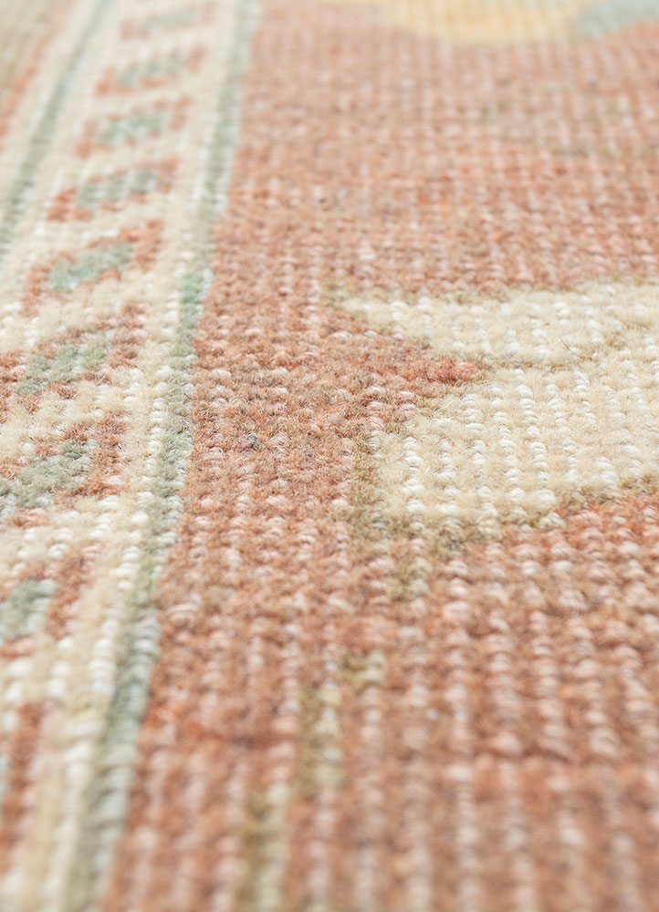aalam beige and brown wool hand knotted Rug - CloseUp