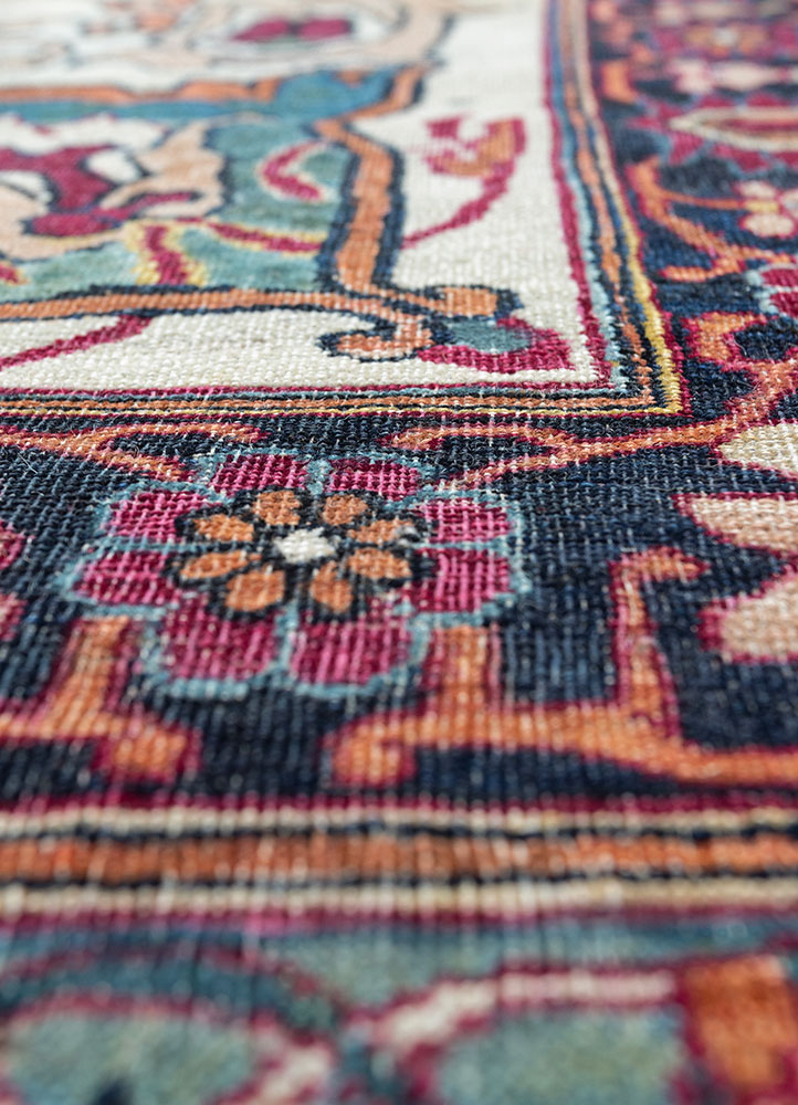 aalam blue wool hand knotted Rug - CloseUp