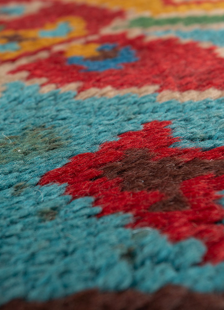 kiaan red and orange wool  Rug - CloseUp