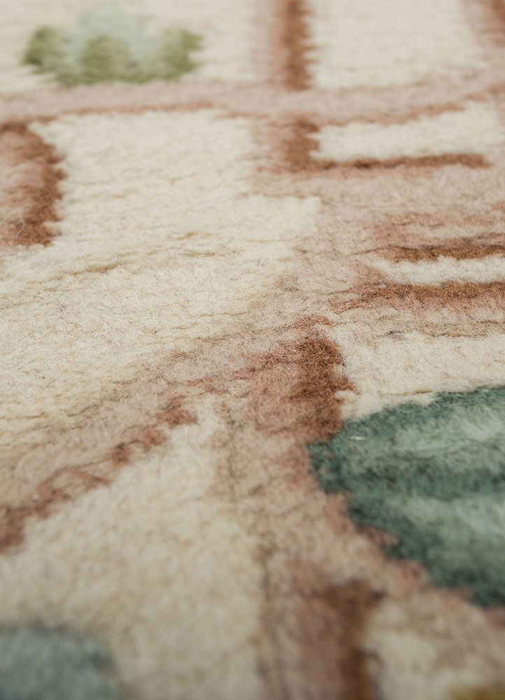 pechino ivory wool hand knotted Rug - CloseUp