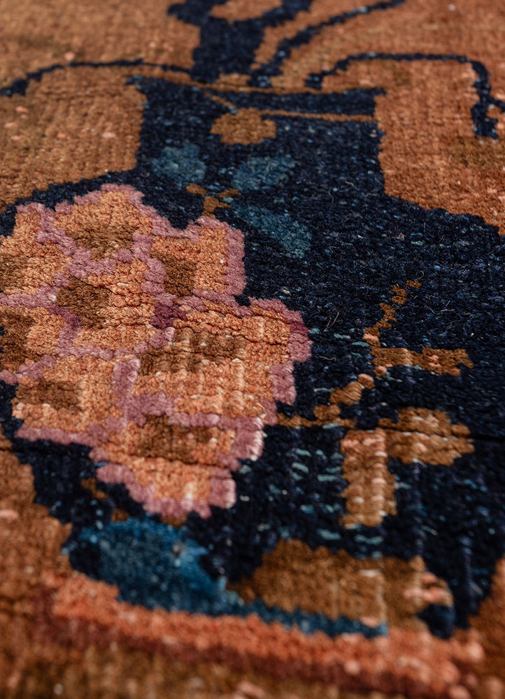 pechino beige and brown wool hand knotted Rug - CloseUp