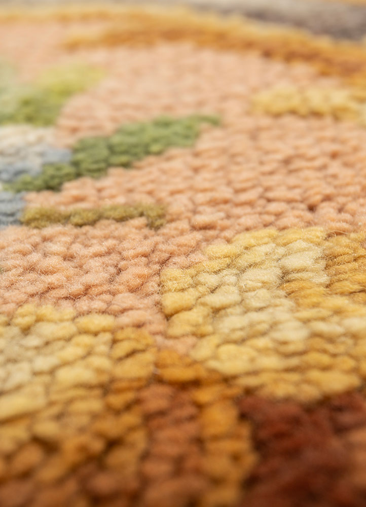 aalam green wool hand knotted Rug - CloseUp