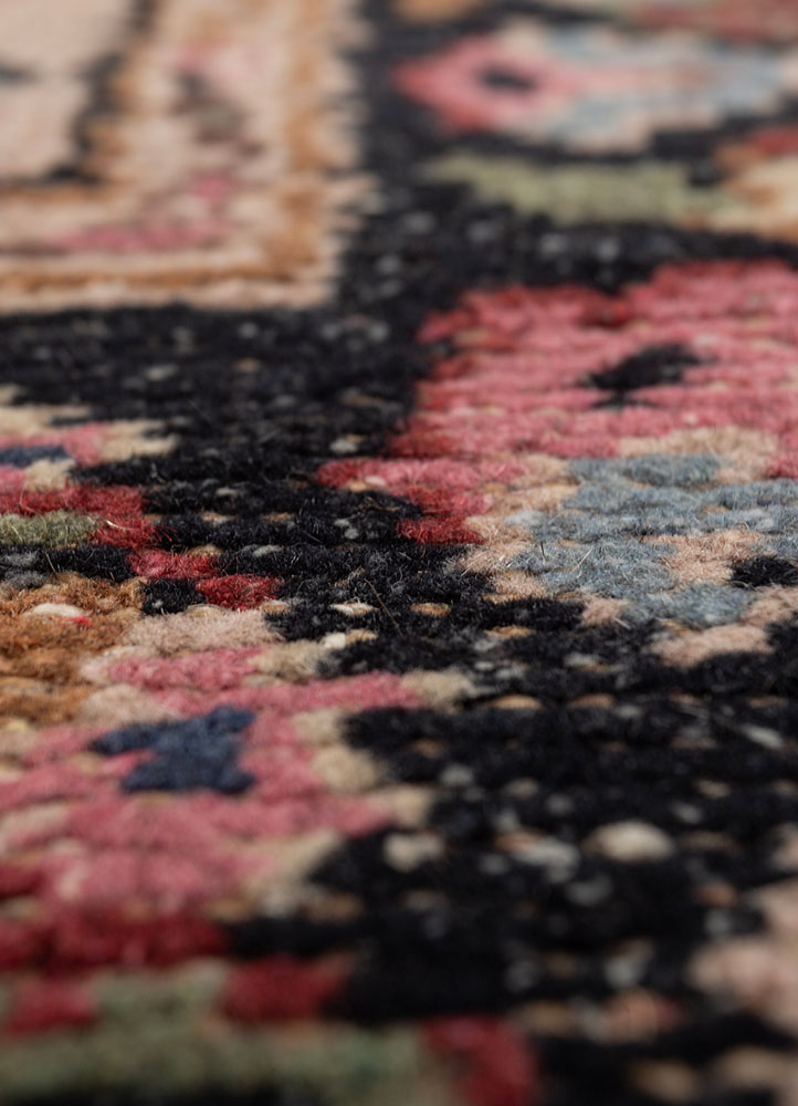 aalam beige and brown wool hand knotted Rug - CloseUp