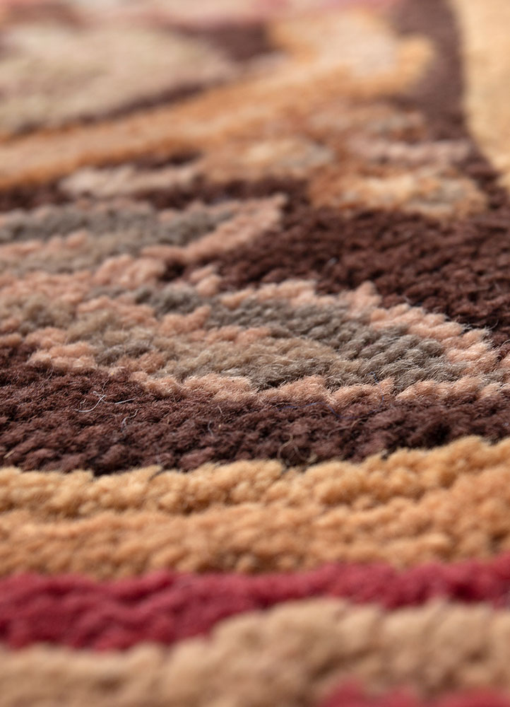 aalam beige and brown wool hand knotted Rug - CloseUp